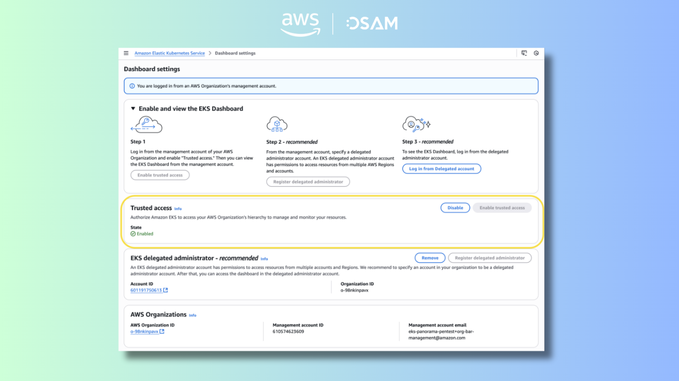 Bảng điều khiển EKS