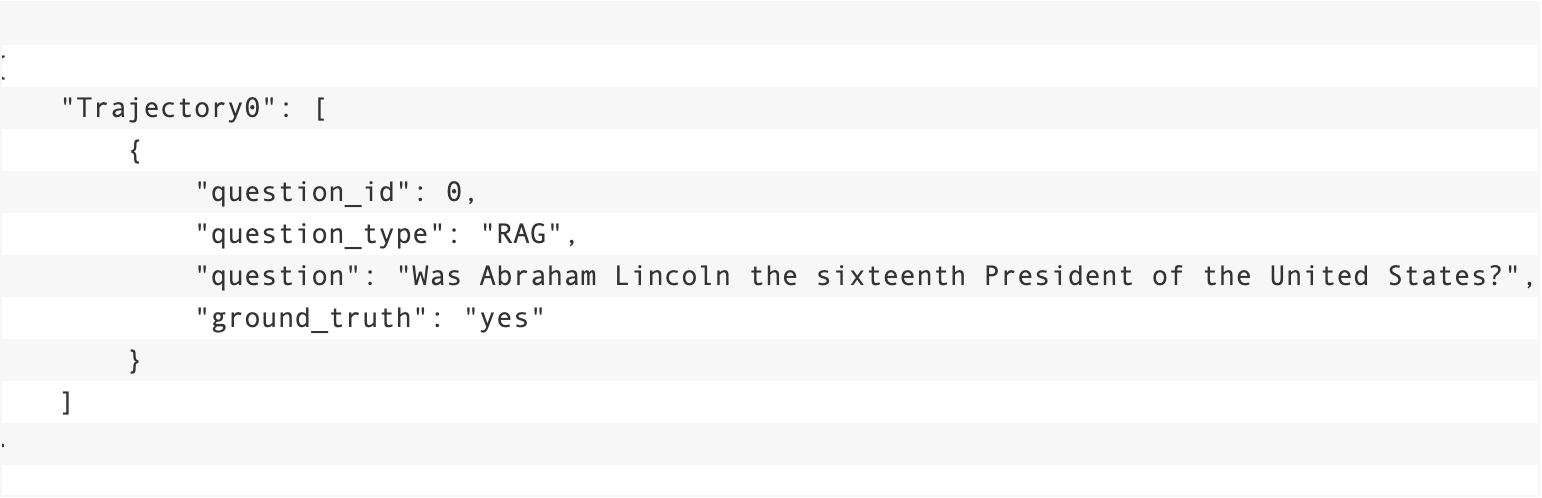 The following is an example of a RAG sample agent trajectory: