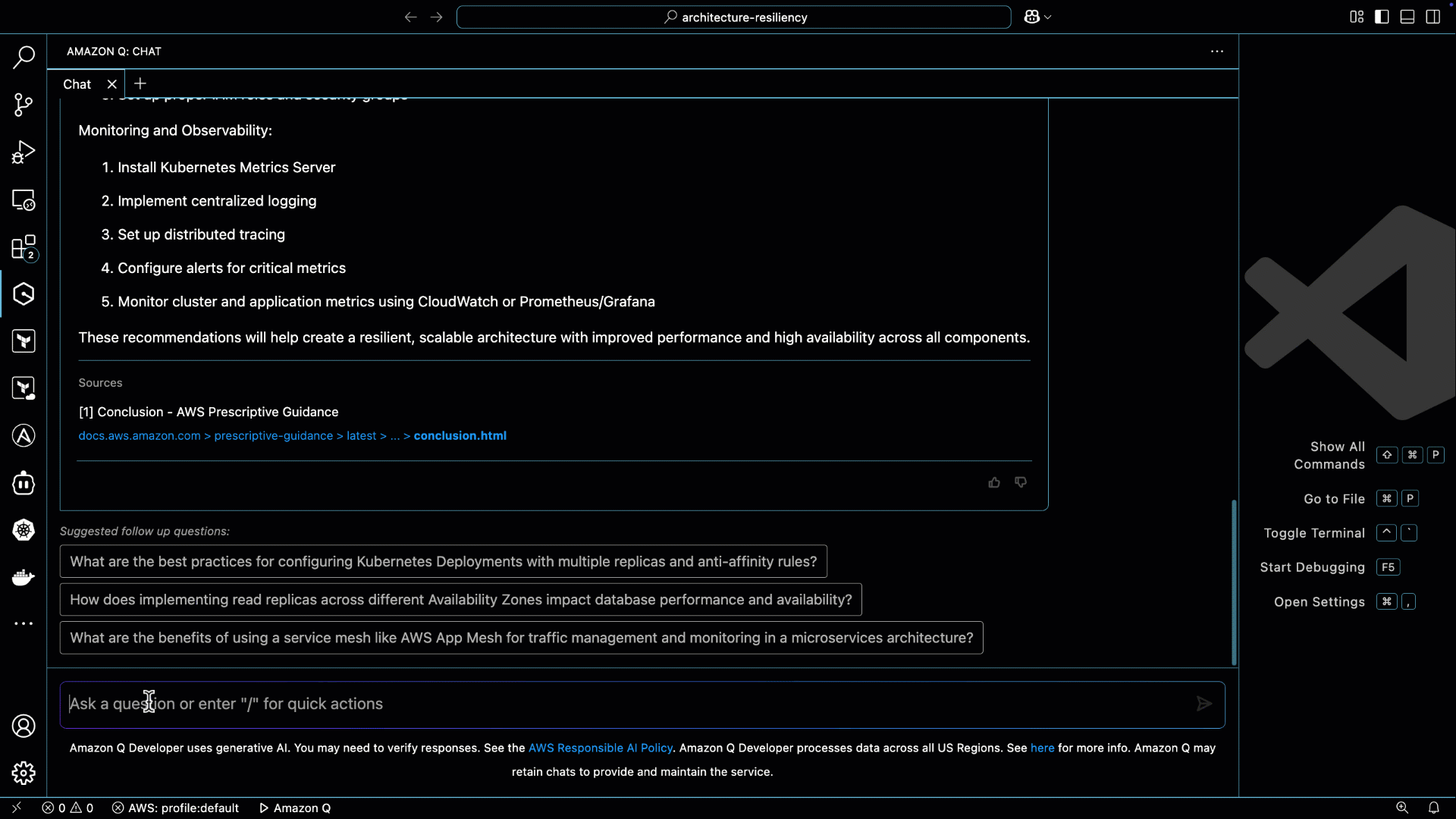 Amazon Q điều chỉnh các đề xuất dựa trên yêu cầu kinh doanh bằng cách sử dụng AWS Well-Architected Framework 